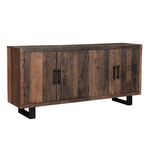 Taran Designs Cedric 4-door Solid Wood Sideboard in Dark Brown/Black