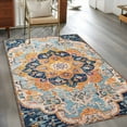thumbnail image 4 of 3x5Ft Area Rugs, Blue Non-Skid Rubber Backing Large Rectangle Rugs - Living Room Bedroom Home Office, Ethnic Middle Century Geometric Abstract Western Indoor Floor Mat Carpets Washable Rug, 4 of 9