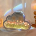 thumbnail image 2 of Trianu Cloud Tulip Lamp, Handmade DIY Cloud Tulip Mirror Night Light, Creative Living Room Bedside Desktop Ornaments (Pink), 2 of 7