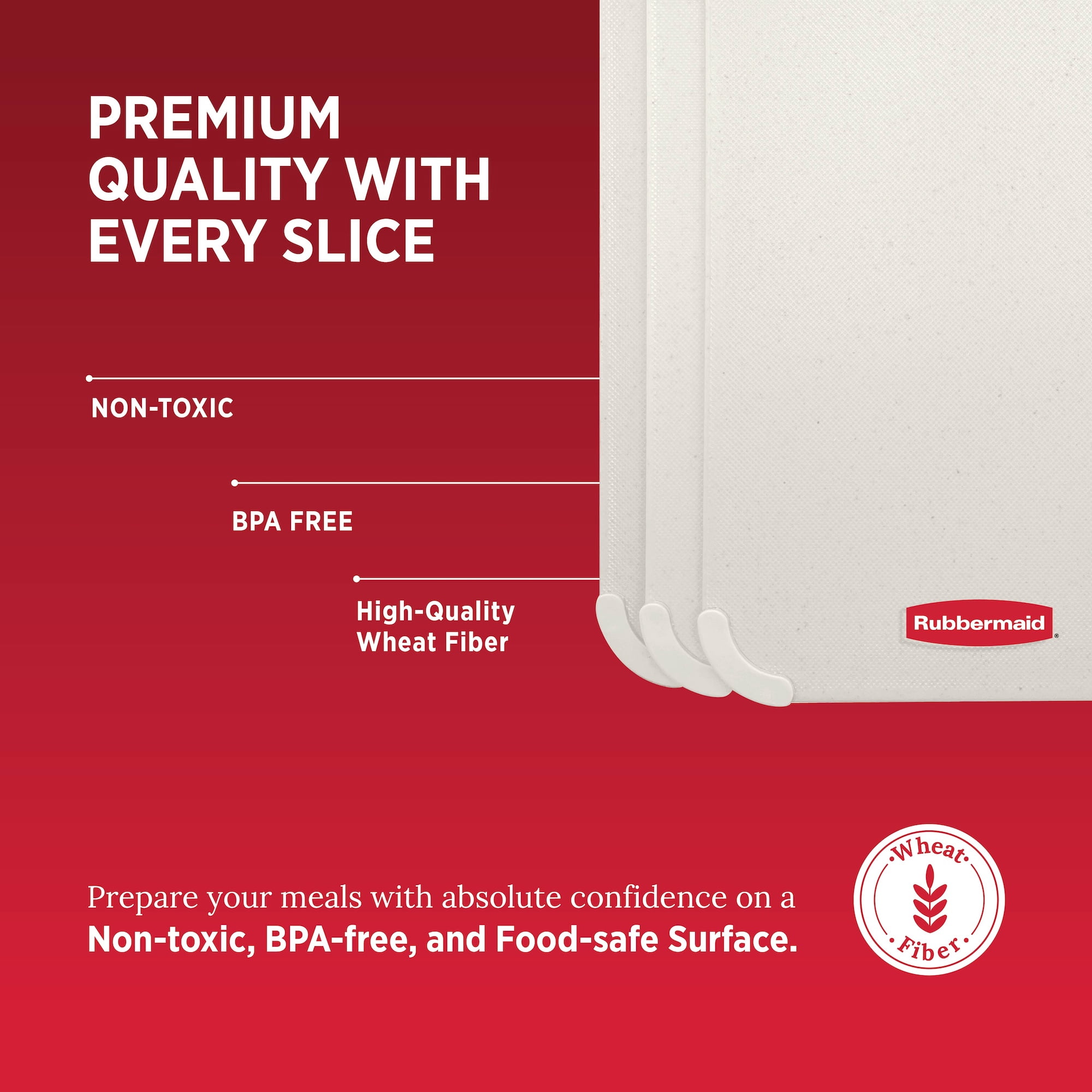 Rubbermaid 3-Piece Wheat Fiber Cutting Board Set with Non-Skid Corners, Coconut Milk