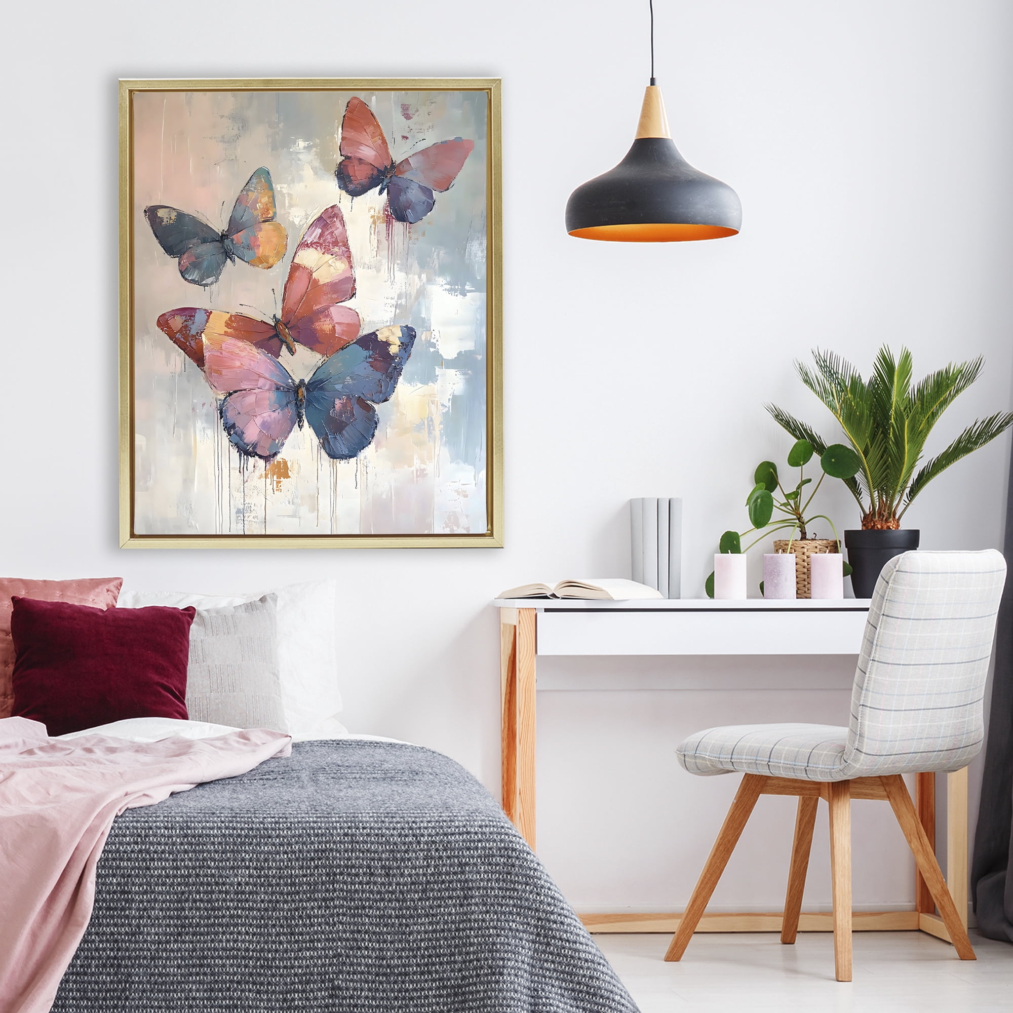Stupell Industries Butterfly Beauty in Flight Gold Framed Floater Canvas Wall Art, design by Creative Studio