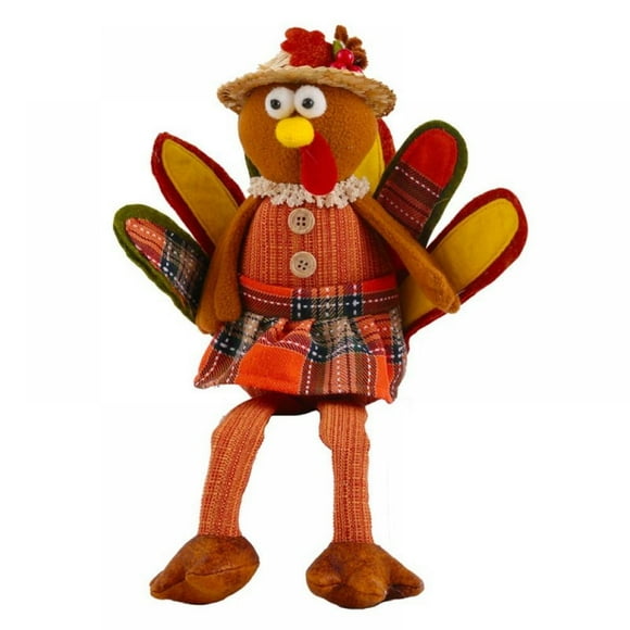 Stuffed Turkey Couple Doll Thanksgiving Tabletop Decoration Exquisite Handmade Turkey Doll Kit for Autumn Fall Thanksgiving Home Decor