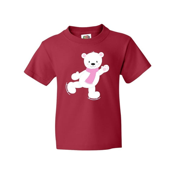 Inktastic Polar Bear, White Bear, Ice Skating Bear, Scarf Youth T-Shirt