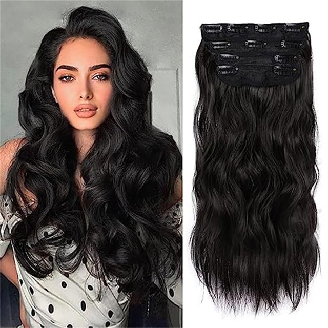 Hair Topper Wig Cap Glueless Wigs Human Hair Long Curly Hair Wig with Water Ripple to Increase Hair Volume Clip Long and Short Four High Temperature Wire 50 cm Glueless Wig Wig Band Popular Pick