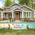 thumbnail image 6 of LUUFILx Happy Easter Bunny Eggs Banner Spring Decor Backdrop Photography Decorations Party Supplies Props Background Easter Celebration, 6 of 8