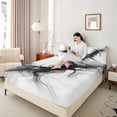 thumbnail image 4 of Homewish Abstract Art Fluid Full Size Sheets,Marble Texture Bed Sheets,White Black Sheet Sets For Girls Boys,Breathable Home Decor,4 Pieces, 4 of 7