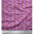 thumbnail image 1 of Soimoi Satin Silk Fabric Car & Owl Cartoon Printed Fabric 1 Yard 42 Inch Wide, 1 of 3
