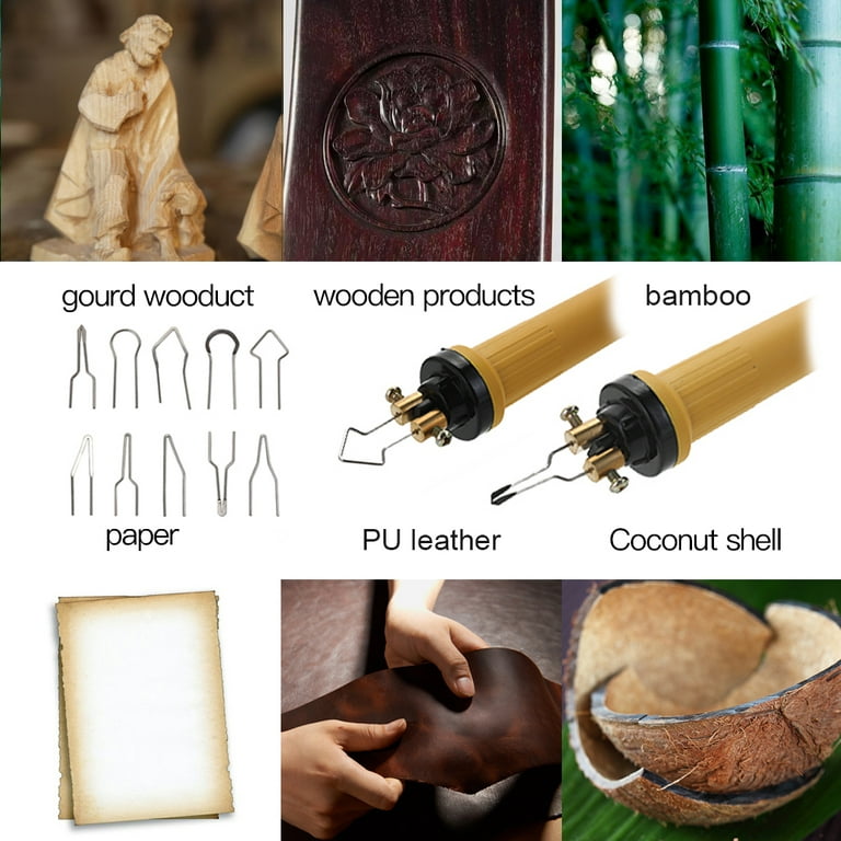 Wood Burning Kit,Burner Tool,Carving Pyrography Pen & Hollow  Template,Wood-Burning Kits Adults Beginners For Wood,Leather,Gourd