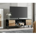 thumbnail image 3 of Wampat Mid Century TV Stand for TVs up to 65", Wood Entertainment Center Modern TV Console, Black/Brown, 3 of 6