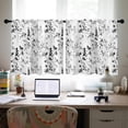 thumbnail image 6 of Watercolor Black White Grey Floral Leaf Kitchen Curtains Valances for Windows Over Sink 24 Inch Length Farmhouse Flowers Rod Pocket Short Curtain Drapes for Cafe Bathroom Small Window Decor, 6 of 6