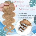 thumbnail image 4 of MY-LADY 20PCS Wavy Curly Tape in 100% Real Human Hair Extensions Hairpiece Skin Weft Full Head 20inch #27 Dark Blonde, 4 of 9