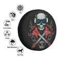 thumbnail image 6 of DouZhe Waterproof Spare Tire Cover, Rock n Roll Guitar Skull Prints Adjustable Wheel Covers Fit for Jeep Trailer RV SUV Car, 15 inch, 6 of 7