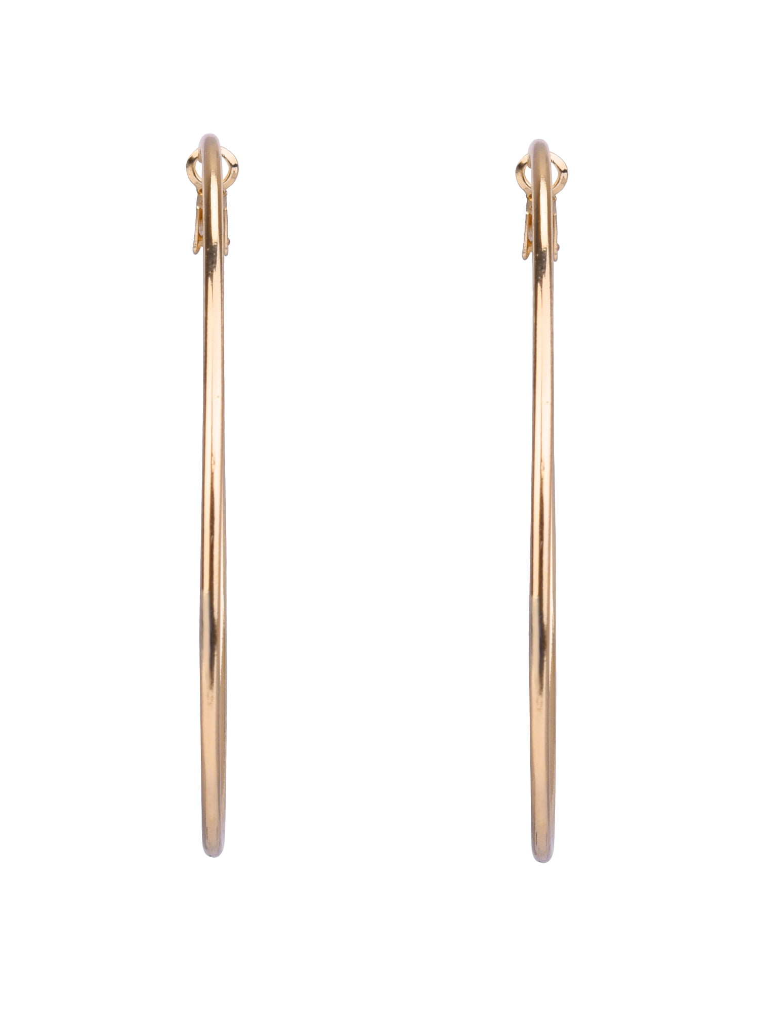 Time and Tru Adult Women's Gold Tone Clutchless Large Metal Hoop Earring