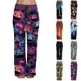 thumbnail image 4 of enyan Pj Pants Women Women's Drawstring Halloween Print Trousers, Casual Loose Fit Novelty Pants with Elastic Waist for Seasonal Holiday Outfits Blue,S, 4 of 6