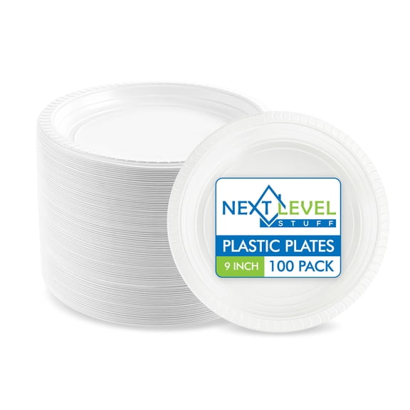 Party Bargains 9-inch Plastic Party Plates, White, 100 Pieces