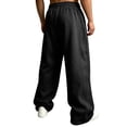 thumbnail image 5 of Domuza Mens Casual Baggy Sweatpants Lightweight Wide Leg Athletic Lounge Travel Pants Streetwear with Pockets Black XL, 5 of 7