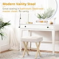 thumbnail image 3 of Vanity Stool, Square Linen Makeup Stool with Metal X Legs, Modern Padded Vanity Seat Foot Rest Stool for Makeup Room, Bathroom, Linen Color, 3 of 8