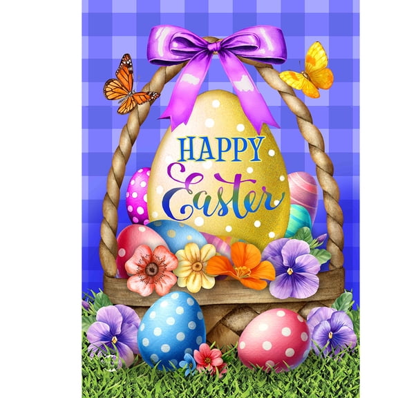 Briarwood Lane House Flag 40x28 For Outdoor Happy Easter Egg Basket For Easter House Flag