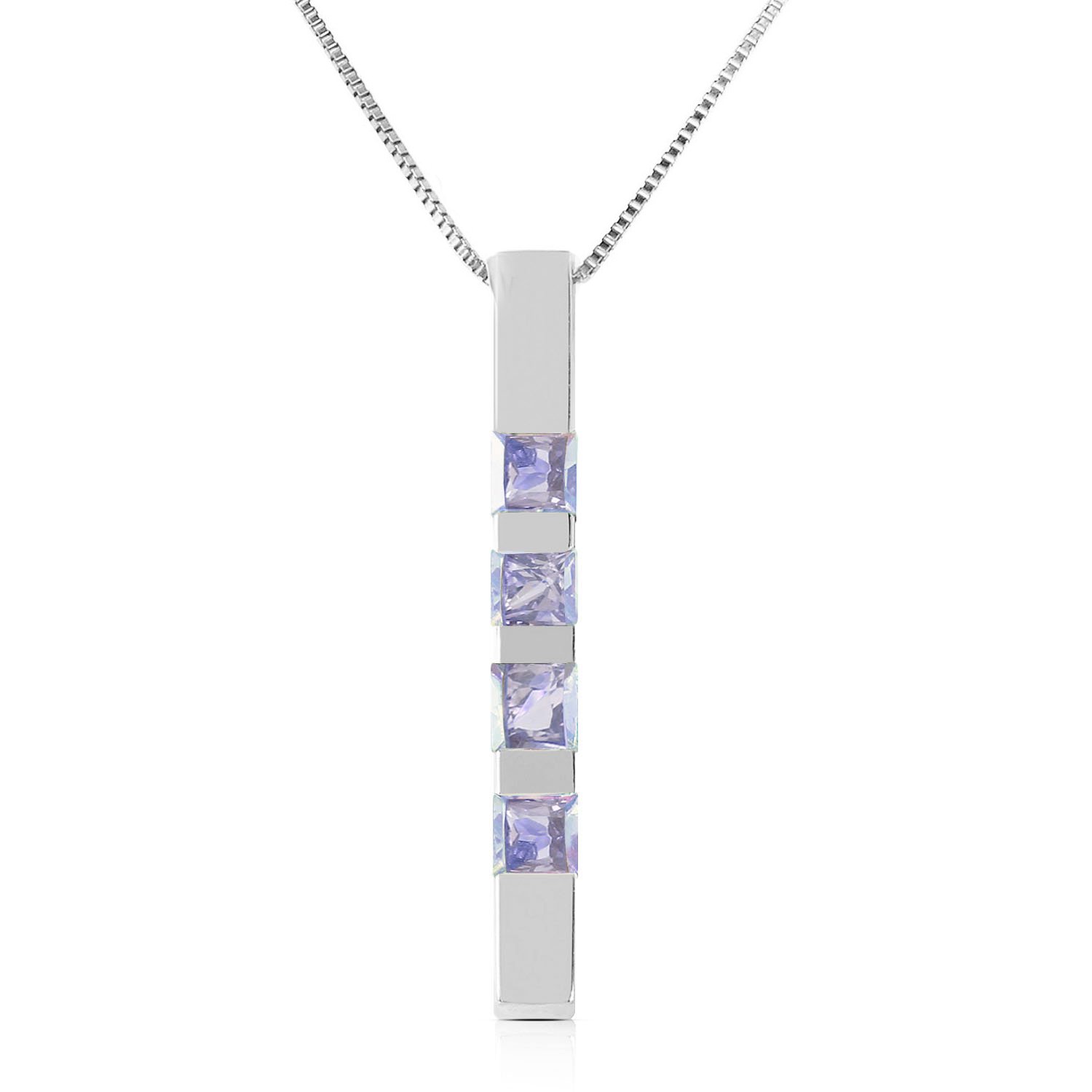 Galaxy Gold 14K Solid Gold Natural Tanzanite Necklace for Women - White Gold Fine Jewelry