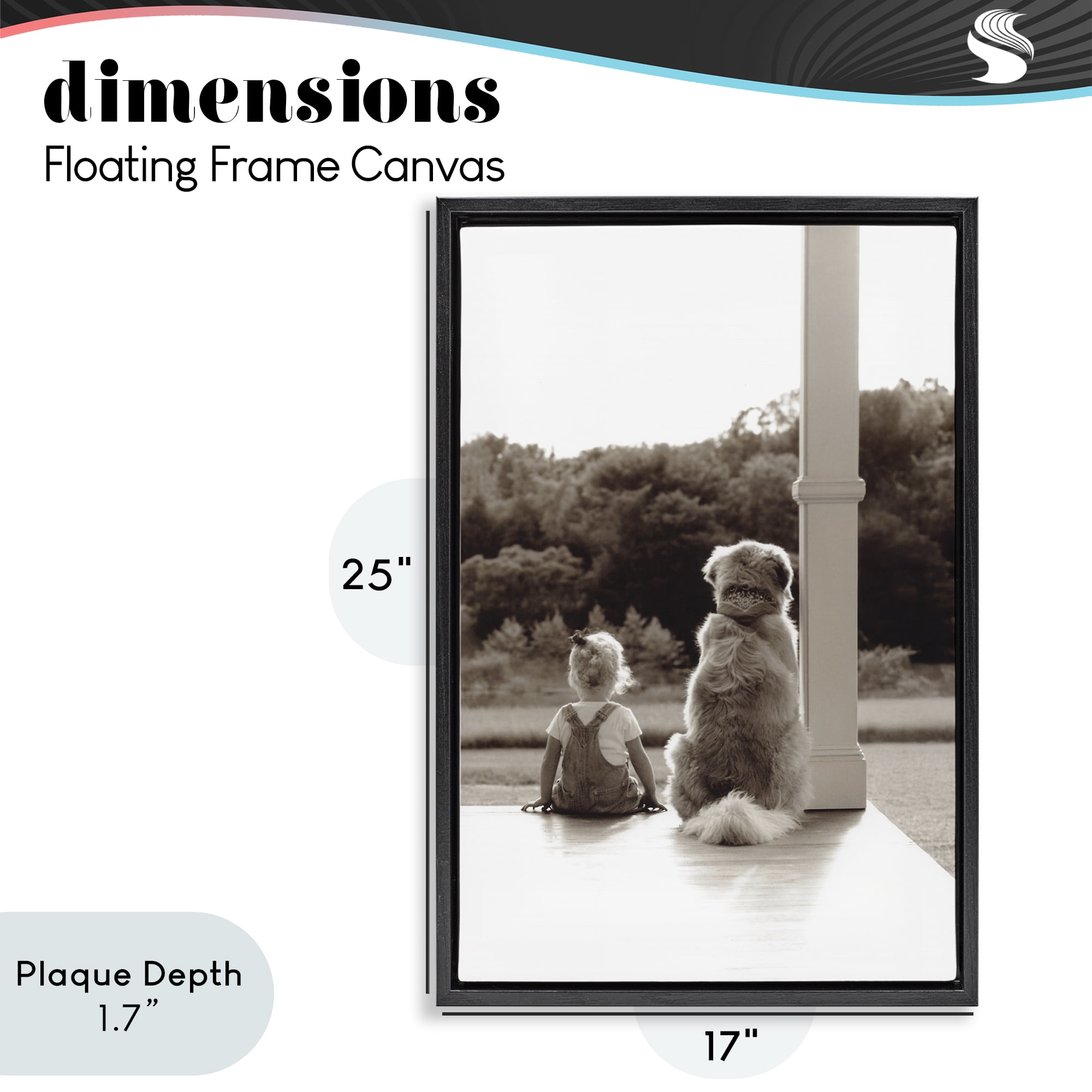 Stupell Industries Child And Dog Friendship Black Framed Floater Canvas Wall Art, design by Kendra Dew