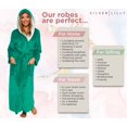 thumbnail image 5 of Silver Lilly Womens Sherpa Trim Fleece Robe with Hood - Full Length Warm Plush Luxury Bathrobe (Emerald Green, Small-Medium), 5 of 6