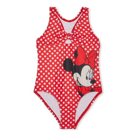 Minnie Mouse Girls 4-6x Polka Dot Bow Front One Piece Swimsuit