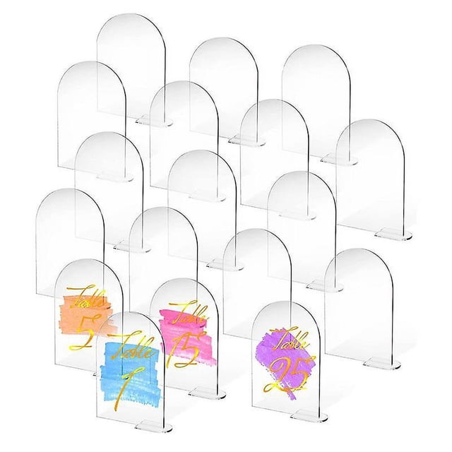 25 juegos de letreros acrílicos PENGJJMXG arco transparente 4 x 6 pulgadas con soporte