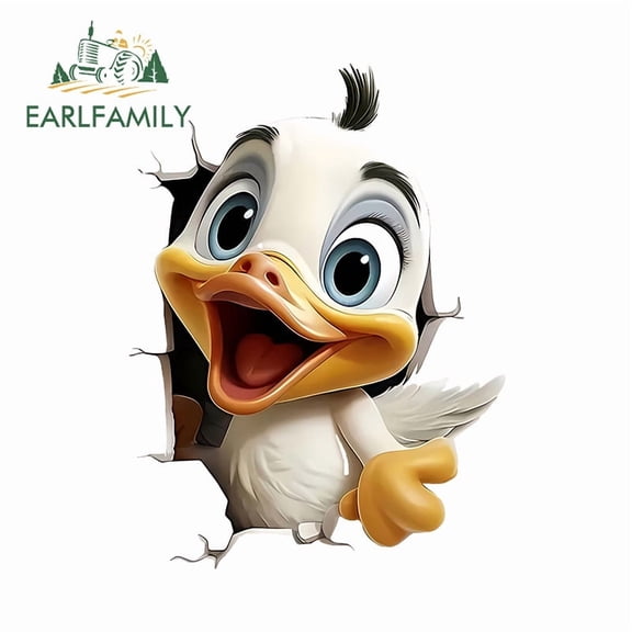 EARLFAMILY 5.1" Duck Cute Car Sticker Motorcycle Surfboard Vinyl Material Decals Fashion Waterproof Car Styling