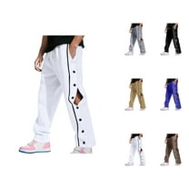 Sweatpants for Men 2025 Open Bottom Side Button Drawstring Joggers with Pockets Mens Casual Pants Trousers