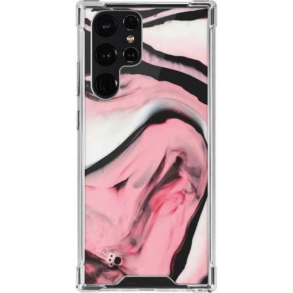 Skinit Marble Pink Marble Ink Galaxy S22 Ultra Clear Case