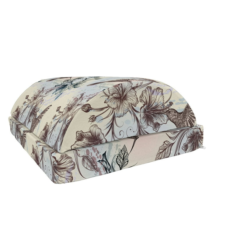 Hummingbird Foot Rest Birds and Hibiscus Flowers Nostalgia Antique Design Classical Print Non Slip Backing Adjustable Ergonomic Memory Foam Leg