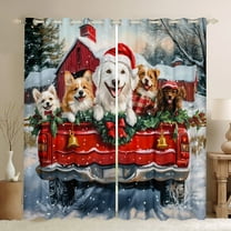 Manfei Kawaii Dogs Black Out Curtains for Kids, Merry Xmas Curtains Pack of 2 (42x63 Each), Christmas Pet Animal Bedroom Curtains, Luxury Bedroom Decor