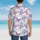 thumbnail image 4 of Balery Butterflies in Pastel Camisas hawaianas de manga corta para hombre, camisas playeras de corte holgado, camisas de vacaciones con botones,XX-Large, 4 of 7