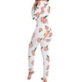 thumbnail image 2 of MAWCLOS Combinaison Pyjama à Manches Longues pour Femme, Vêtement de Nuit à Col en V, Imprimé de Noël, Pêche, 1, 2 of 3
