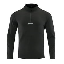Wrtxtat Men's Cycling Bike Jersey Slim Fit Quarter Zip Solid Color Pullover Outdoor Trainning Moisture-Wicking Long Sleeve Tee Shirt Black XXXL