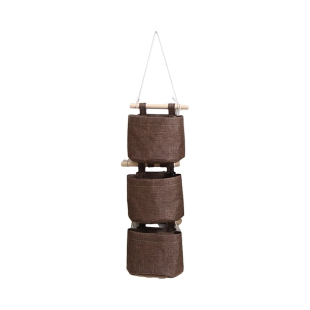 Wosthever Bolsa para colgar en la pared con costuras finas y sin hilos sueltos, bolsas de almacenamiento para colgar en la puerta, 3 uds. Almacenamiento y organización del hogar café