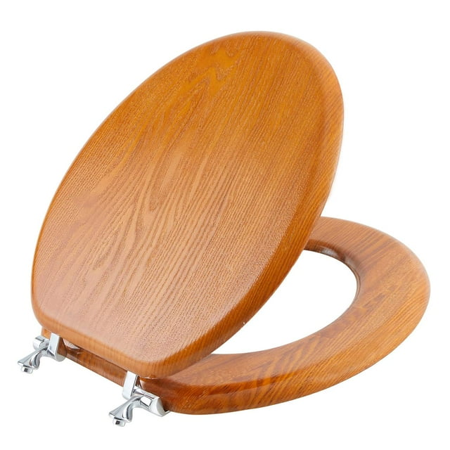 Asiento de inodoro Angel Shield, chapa de madera duradera, color madera natural