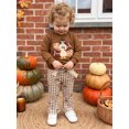 thumbnail image 3 of Cjfdfy Toddler Baby Boy Girl Thanksgiving Outfit Turkey Football Embroidery Long Sleeve Pullover Plaid Flare Pants Little Baby Cute My First Thanksgiving Fall Winter Outfit 6M-4Y, 3 of 9
