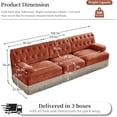 thumbnail image 2 of 106.1'' Modular Sectional Sofa, Chesterfield Velvet Cloud Couch, Upholstered 3-Seater Sofa with Button Tufted, Tassel Fringe Skirt, Deep Couches for Living Room, Bedroom, Apartment, Red Brown, 2 of 11