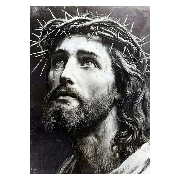 Diamond art Painting Kits for Adults, 5D DIY Jesus Diamond Art Kits for Adults Full Drill Round Paint Diamond Dots Gems Art Crafts Painting Kits for Home Wall Decor 12x16Inch