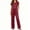 Red, variant on Womens Pajama Sets 2 Piece Silky Satin Pjs Set V Neck Short Sleeve Shirt Long Pant Lounge Sets with Pockets Sleepwear Set Wedding Party Honeymoon Vacation Postpartum