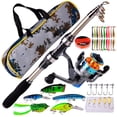 thumbnail image 1 of Caña de pescar multifuncional, juego de combate de carrete giratorio de pesca telescópico con carrete de pesca, juego de señuelos de pesca, accesorio de pesca con bolsa de transporte, 1 of 1