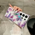 thumbnail image 2 of Dteck Case for Samsung Galaxy S24 Ultra Case Clear with Design Slim Protective Soft TPU Bumper Embossed Pattern,Purple Leaf, 2 of 7