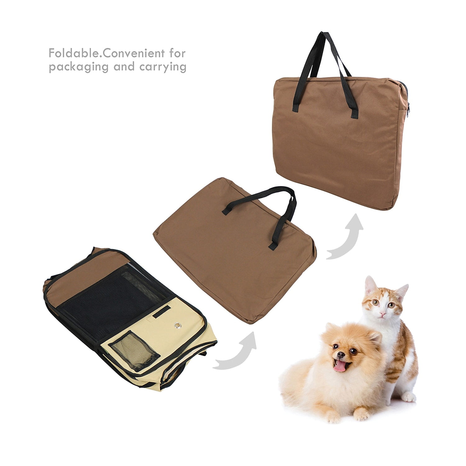 212 Main PPP-36CF 36 in. Soft Pet Playpen, Brown & Beige - Small