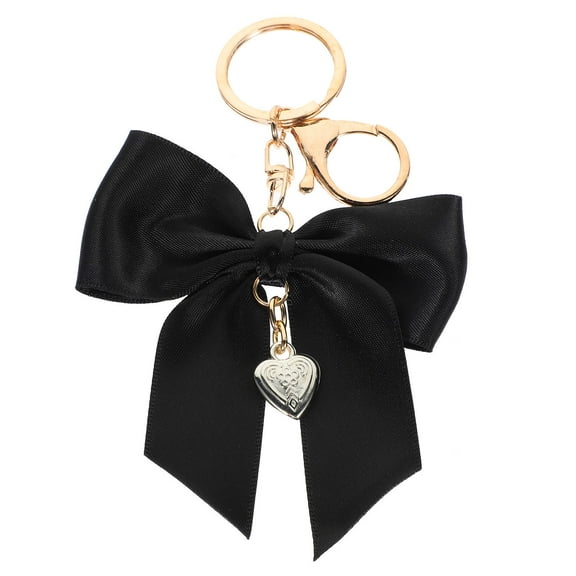 Toyvian Multifunctional Black Bow Bag Pendant Keychain Zinc Alloy Decorative Key Ring