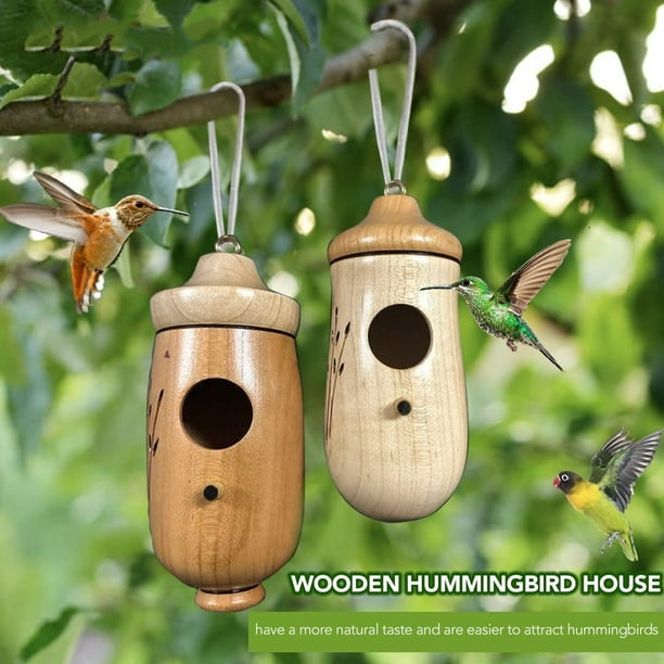 Hummingbird Maison, 2022 Nouvelle Maison de Colibri en Bois pour Accrocher  à l'Extérieur, 3Pcs Colibri Balançoire Nid de Colibri pour Hirondelle  Hirondelle Moineau Colibri Maisons d'Ailerons 