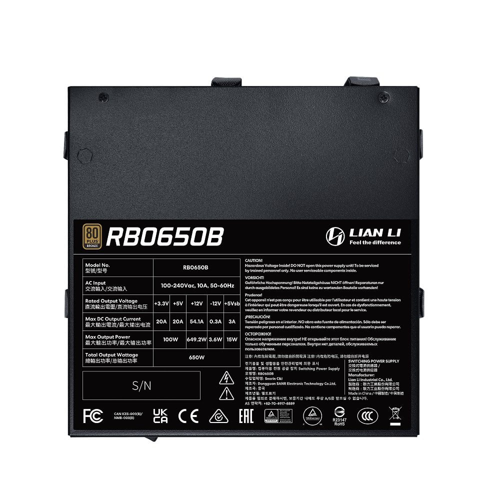 Lian Li RB0650B RB650 650W 80 Plus Bronze Non Modular ATX Power Supply