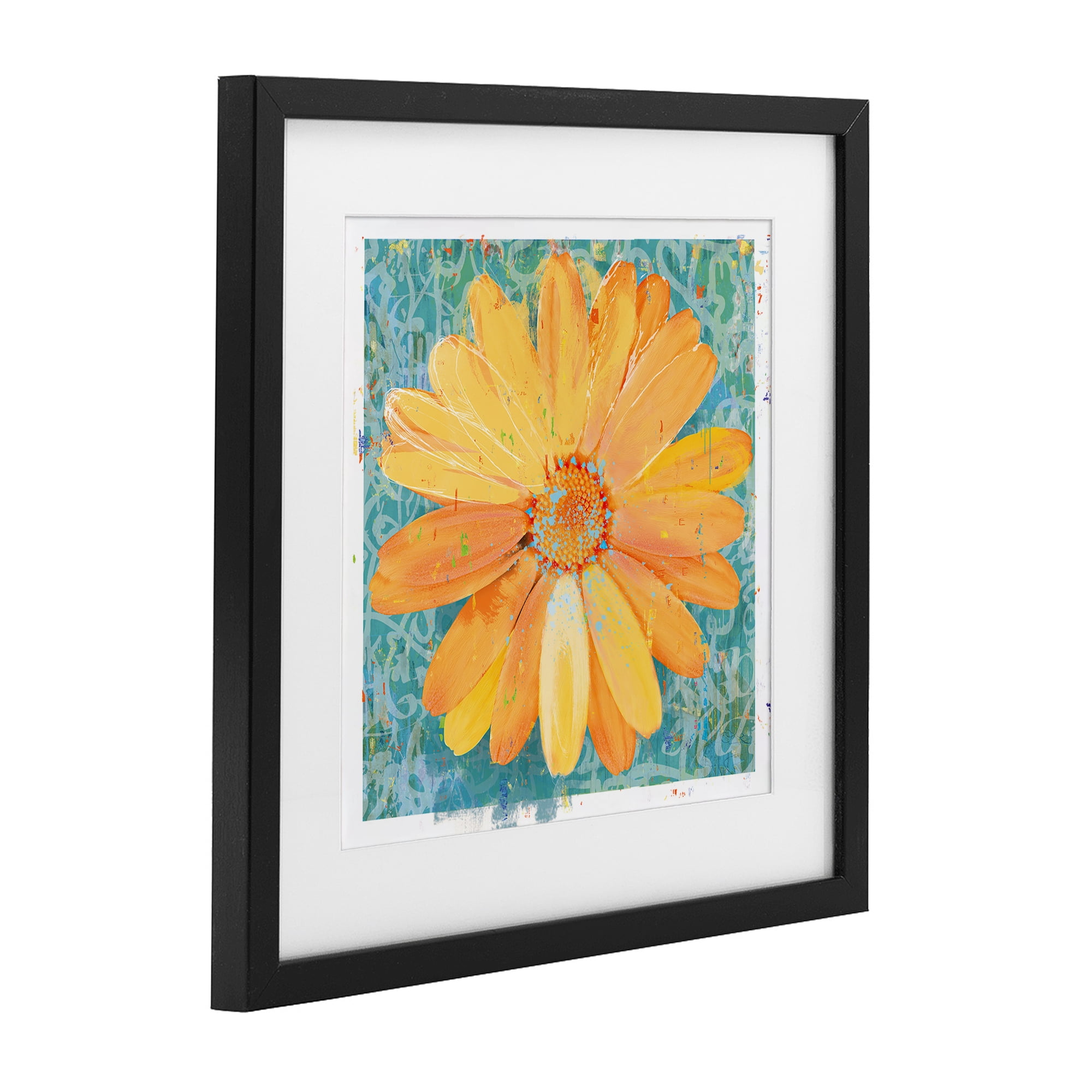 Stupell Industries Urban Daisy over Graffiti Black Framed Print Under Glass, design by Porter Hastings