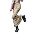 thumbnail image 4 of Txlixc Falda de tobillo femenino, estampado de patrones de periódicos Txlixc moda, 4 of 9