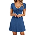 thumbnail image 2 of Lace Mini Dress Cap Sleeve Tie Front Square Neck A Line Cute Short Graduation Dresses for Women 2026 Summer, 2 of 7